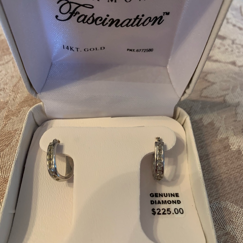 Diamond Fascination Hinged Hoop Earrings